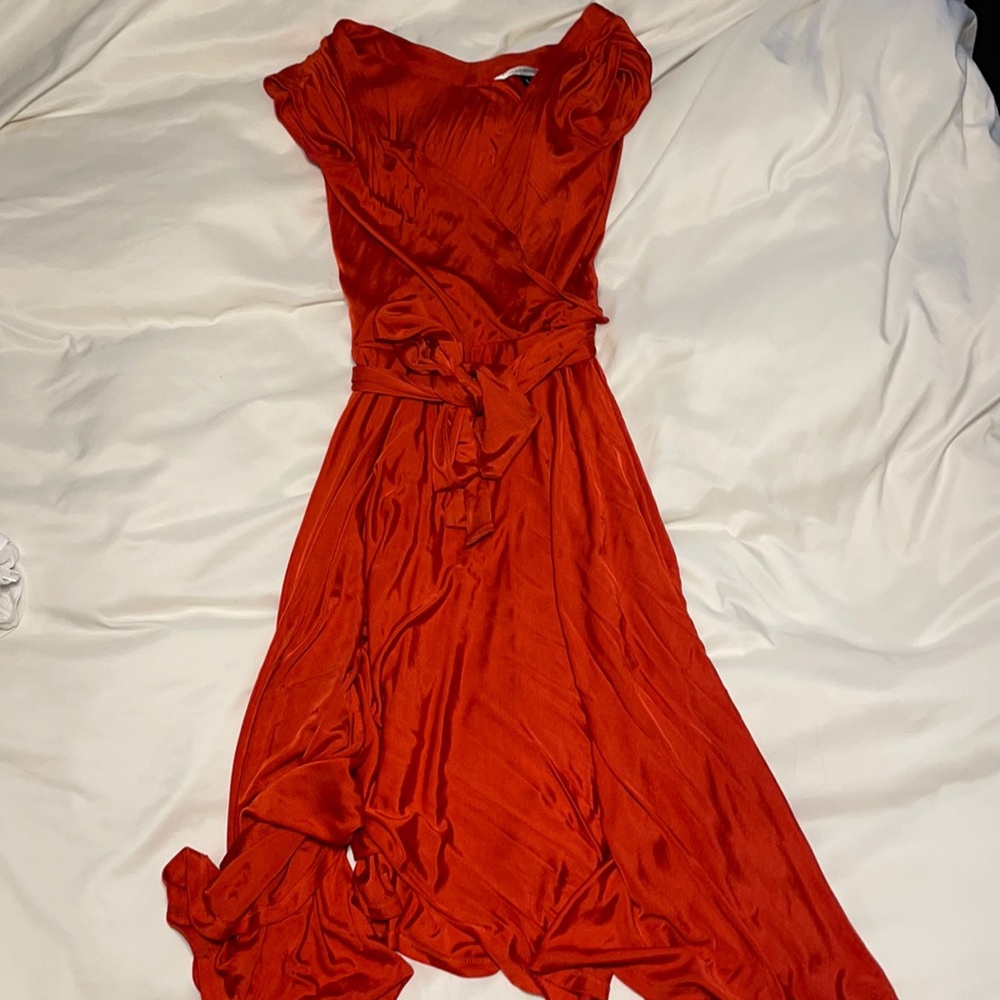 Diane Von Furstenberg Red Orange Wrap Dress Silk 6